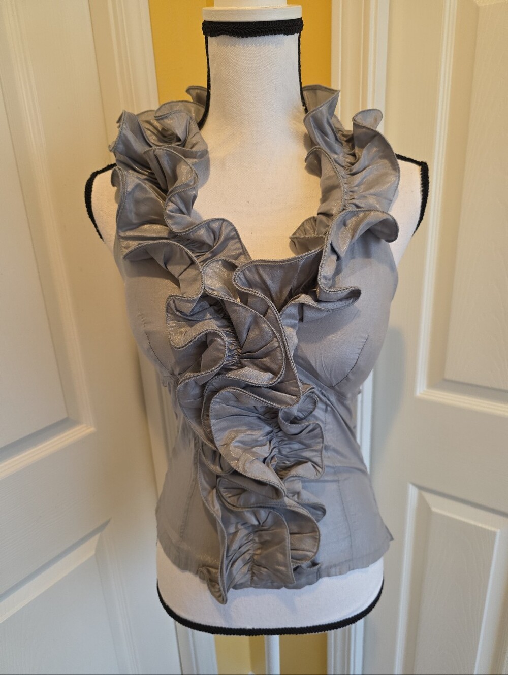 LOVE CULTURE SILVER HALTER TOP, SIZE M, NEW
